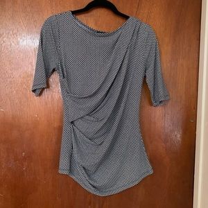 Ann Taylor Black and White Ruched Blouse